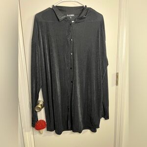 Black Fashion Nova Slinky Button-Up Shirt